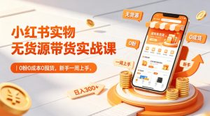 小红书实物无货源带货实战课|0粉0成本0囤货,新手一周上手,日入300+-网赚36计