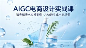 AIGC电商设计实战课，以清爽精华水为实操案例，教你用AI快速生成电商场景-网赚36计