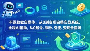 不露脸做自媒体,从0到变现完整实战系统,全程AI辅助,从0起号、涨粉、引流、变现全套闭环-网赚36计