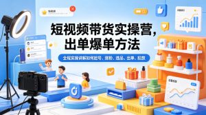 短视频带货实操营,出单爆单方法,全程实操讲解如何起号、涨粉、选品、出单、投放-网赚36计