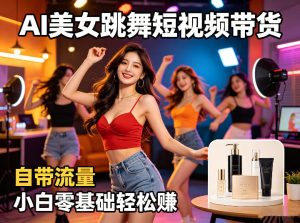 AI美女跳舞短视频带货:自带流量,小白零基础轻松賺,详细拆解-网赚36计
