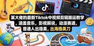 某大佬的最新Tiktok中视频剪辑搬运教学,涵盖音乐,影视解说,动漫赛道,普通人出海撸美刀-网赚36计