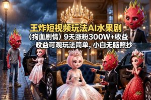 王炸短视频玩法AI水果剧（狗血剧情）9天涨粉300W+收益可观玩法简单，小白无脑照抄，详细拆解玩法-网赚36计