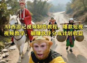 AI西游记视频制作教程,爆款短视频教学,躺賺伙伴分成计划收益-网赚36计