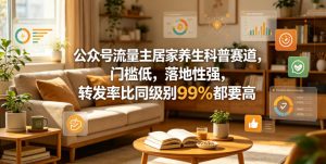 公众号流量主居家养生科普赛道,门槛低,落地性强,转发率比同级别99%都要高-网赚36计