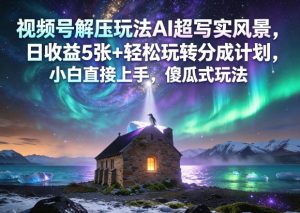 视频号解压玩法AI超写实风景，日收益5张+轻松玩转分成计划，小白直接上手，傻瓜式玩法-网赚36计