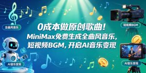 0成本做原创歌曲！MiniMax免费生成全曲风音乐，短视频BGM，开启AI音乐变现-网赚36计