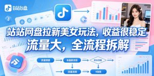 B站网盘拉新美女玩法，收益很稳定，流量大，全流程拆解-网赚36计