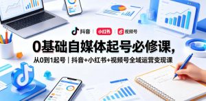 0基础自媒体起号必修课,从0到1起号|抖音+小红书+视频号全域运营变现课-网赚36计
