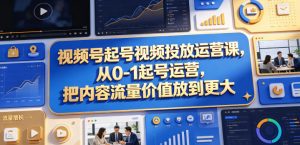 视频号起号视频投放运营课,从0-1起号运营,把内容流量价值放到更大-网赚36计