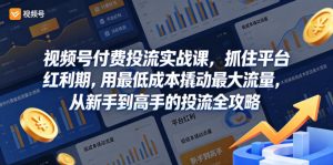 视频号付费投流实战课,抓住平台红利期,用最低成本撬动最大流量,从新手到高手的投流全攻略-网赚36计