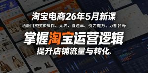 淘宝电商26年5月新课,涵盖自然搜索操作、无界、直通车、引力魔方、万相台等,掌握淘宝运营逻辑,提升店铺流量与转化-网赚36计