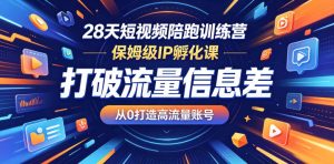 28天短视频陪跑训练营,保姆级IP孵化课,打破流量信息差,从0打造高流量账号-网赚36计