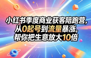 小红书季度商业获客陪跑营,从0起号到流量暴涨,帮你把生意放大10倍-网赚36计