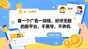 看一个广告一块钱，好评无数的新平台，不黑号，不养机，一部手机一天撸几十，可矩阵【揭秘】-网赚36计