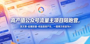 高产值公众号流量主项目陪跑营,发文章-起播放量-收益直接产生,一篇爆文收益1k+-网赚36计