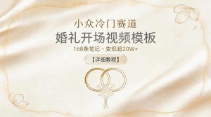 小众冷门赛道，婚礼开场视频模板，168条笔记，变现超20W+【详细教程】-网赚36计