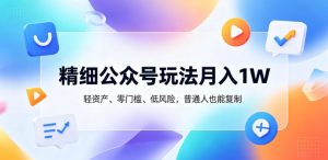精细公众号玩法月入1W,轻资产、零门槛、低风险,普通人也能复制【揭秘】-网赚36计