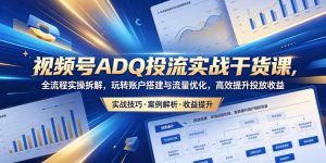 视频号ADQ投流实战干货课,全流程实操拆解,玩转账户搭建与流量优化,高效提升投放收益-网赚36计