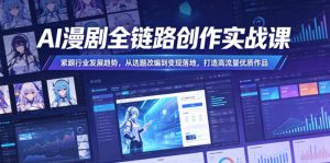 AI漫剧全链路创作实战课，紧跟行业发展趋势，从选题改编到变现落地，打造高流量优质作品-网赚36计