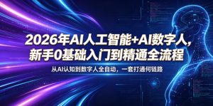 2026年AI人工智能+AI数字人，新手0基础入门到精通全流程，从AI认知到数字人全自动，一套打通全链路-网赚36计