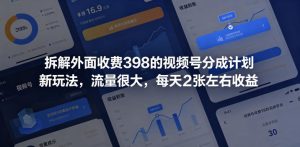 拆解外面收费398的视频号分成计划新玩法，流量很大，每天2张左右收益-网赚36计