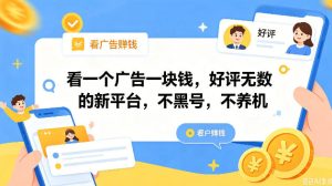 看一个广告一块钱，好评无数的新平台，不黑号，不养机，一撸几十块钱还是不错的【揭秘】-网赚36计