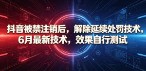 抖音被禁注销后，解除延续处罚技术，6月最新技术，效果自行测试-网赚36计