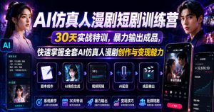 AI仿真人漫剧短剧训练营,30天实战特训,暴力输出成品,快速掌握全套AI仿真人漫剧创作与变现能力-网赚36计