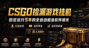 CSGO捡漏游戏挂G,稳定运行5年的全自动掘金软件曝光,小白也可当天学会,当天见收益,日入500+【揭秘】-网赚36计