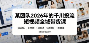 某团队2026年的千川投流短视频全域带货课，从选品测品、吊品玩法、止损控耗到放量起量，完整闭环实战教学-网赚36计