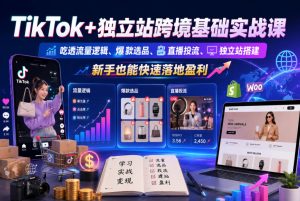 TikTok+独立站跨境基础实战课,吃透流量逻辑、爆款选品、直播投流与独立站搭建,新手也能快速落地盈利-网赚36计
