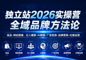 独立站2026实操营，全域品牌方法论，选品-网站搭建，红人建联-AI赋能-广告投放-品牌营销-社煤运营-网赚36计