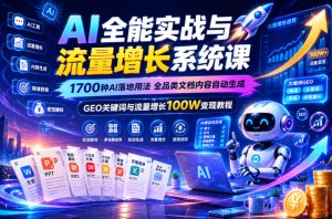 AI全能实战与流量增长系统课，1700种AI落地用法，全品类文档内容自动生成，GEO关键词与流量增长100W变现教程-网赚36计