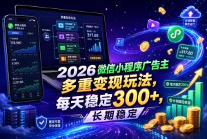 2026微信小程序广告主,多重变现玩法,每天稳定300+,长期稳定【揭秘】-网赚36计