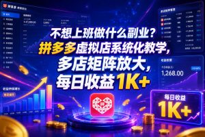 不想上班做什么副业?拼多多虚拟店系统化教学,多店矩阵放大,每日收益1K+【揭秘】-网赚36计