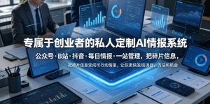 专属于创业者的私人定制AI情报系统,公众号·B站·抖音·每日情报·一站管理,把碎片信息变成可行动情报,让你更快发现项目、方法和机会-网赚36计