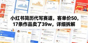 小红书简历代写赛道,客单价50,17条作品卖了39w,详细拆解-网赚36计