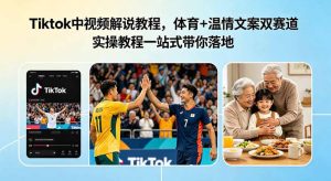 Tiktok中视频解说教程,体育+温情文案双赛道实操教程一站式带你落地,教你出海賺美刀-网赚36计