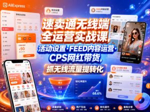 速卖通无线端全运营实战课,活动设置・FEED内容运营・CPS网红带货,抓无线流量提转化-网赚36计
