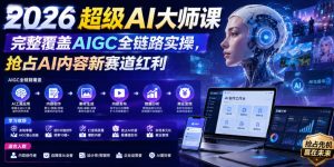 2026超级AI大师课，完整覆盖AIGC全链路实操，抢占AI内容新赛道红利-网赚36计