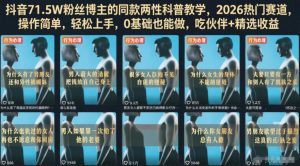 抖音71.5W粉丝博主的同款两性科普教学，2026热门赛道，操作简单，轻松上手，0基础也能做，吃伙伴+精选收益-网赚36计