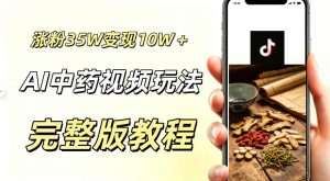 用ai做中药视频，涨粉35.8W，分成计划+橱窗累计变现10W+-网赚36计
