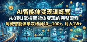 AI智能体变现训练营，从0到1掌握智能体变现的完整流程，每款智能体单次利润40—100+，月入1W+-网赚36计