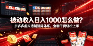 被动收入日入1000怎么做？拼多多虚拟店铺矩阵体系，全套干货轻松上手【揭秘】-网赚36计