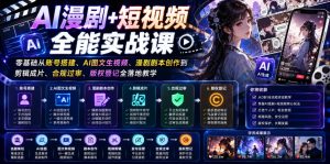 AI漫剧+短视频全能实战课｜零基础从账号搭建、AI图文生视频、漫剧剧本创作到剪辑成片、合规过审、版权登记全落地教学-网赚36计