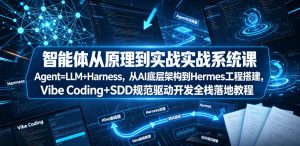 智能体从原理到实战系统课Agent=LLM+Harness，从AI底层架构到Hermes工程搭建，Vibe Coding+SDD规范驱动开发全栈落地教程-网赚36计
