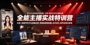 全能主播实战特训营｜抖音+视频号双平台直播运营，零基础搭建直播间、精准选品、话术成交、账号运营全落地-网赚36计