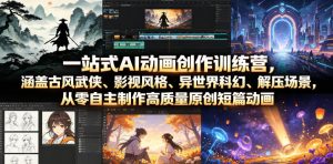 一站式AI动画创作训练营,涵盖古风武侠、影视风格、异世界科幻、解压场景,从零自主制作高质量原创短篇动画-网赚36计