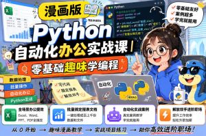 漫画版Python自动化办公实战课|零基础趣味学编程,全场景办公提效、批量搞定报表文档、解放双手进阶职场-网赚36计